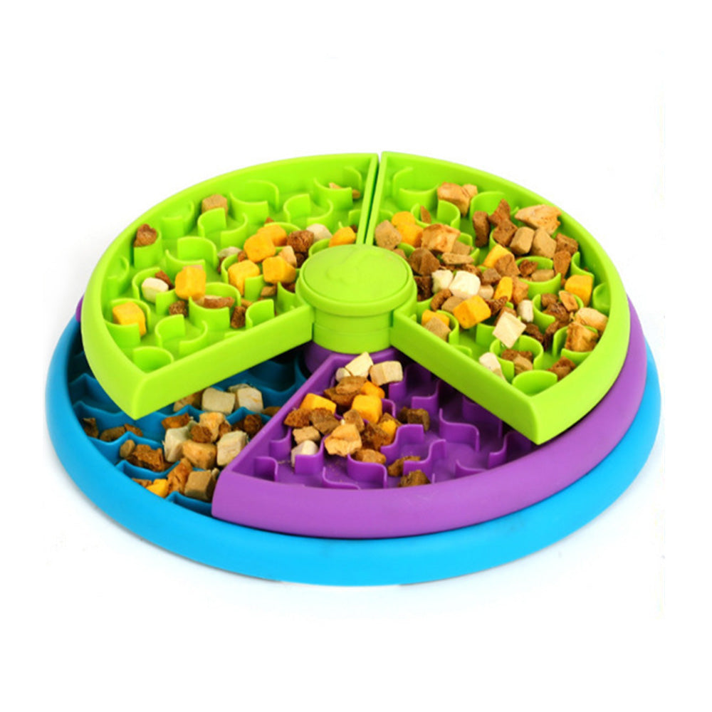 Rotating Slow Feeder Dog Bowl Three-Color Interactive Feeder for Medium Large Dogs