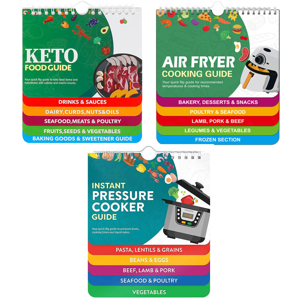 Kitchen Cheat Sheets Set for Air Fryer Pressure Cooker & Keto