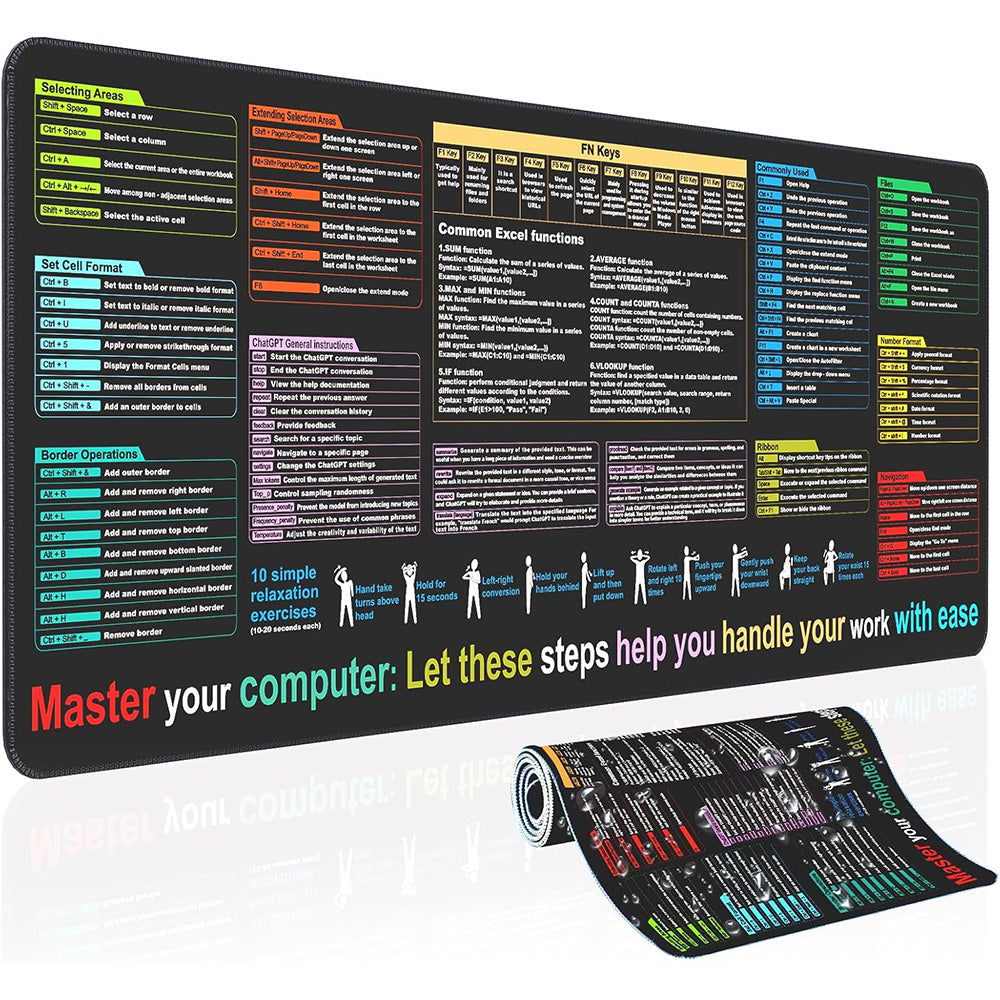 Excel/chatGPT/FN Keys Shortcuts Mouse Pad Keyboard Mat