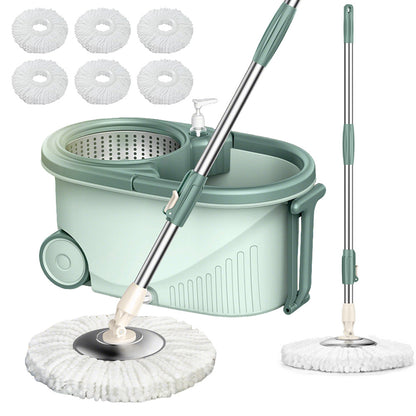 Mop and Bucket Set with Wringer 6 Replaceable Mop Heads