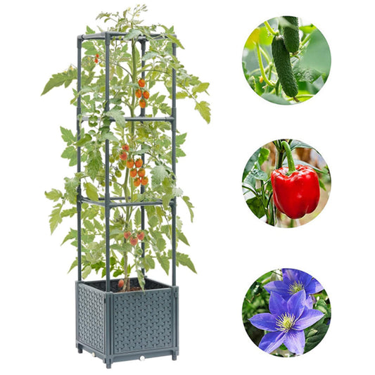 3-Tier Climbing Vine Frame Planting Box Garden Planter Support with Trellis for Vegetables Plants