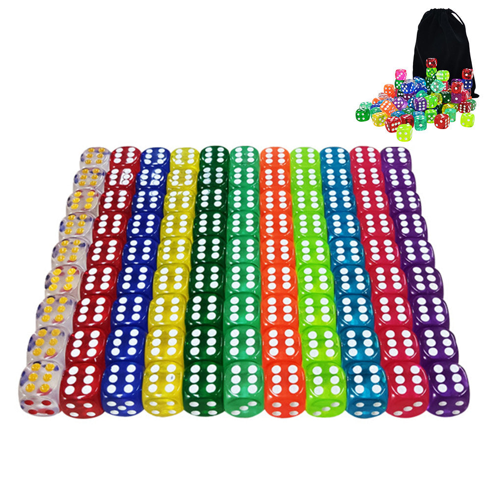 100PCS 14mm 6-Sided Colored Dice Set Bulk Game Dices for Board Games