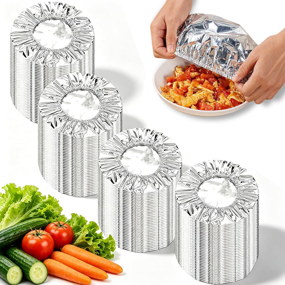 200Pcs Reusable Elastic Aluminum Foil Food Covers