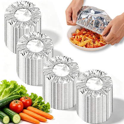 200Pcs Reusable Elastic Aluminum Foil Food Covers