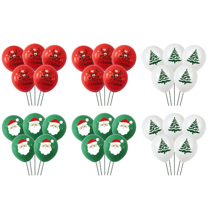 30Pcs Christmas Latex Balloons ¨C Red Nose Reindeer Santa & Tree Party Decorations