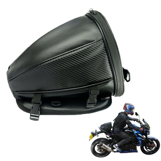 Water-Resistant Motorcycle Tail Bag PU Leather Back Seat Carry Bag