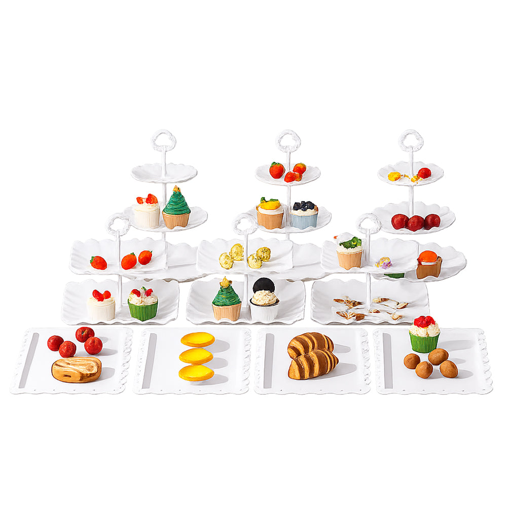 Cake Stand Set with 6 Tiered Cupcake Stands and 4 Square Trays
