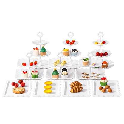Cake Stand Set with 6 Tiered Cupcake Stands and 4 Square Trays