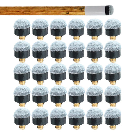 30Pcs 10mm Snooker Cue Tips Screw-On Billiard Stick Accessories