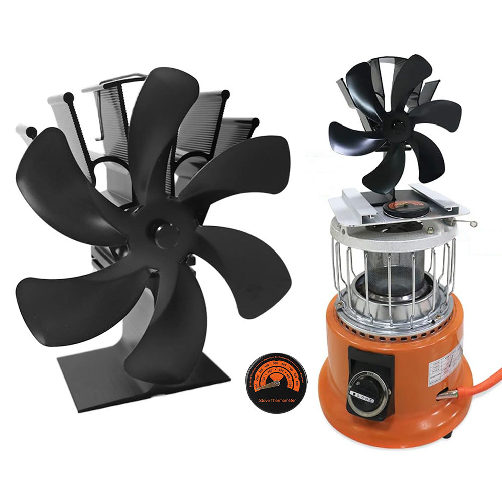Heat Powered Fireplace Fan Eco-Friendly Stove Fan with Thermometer