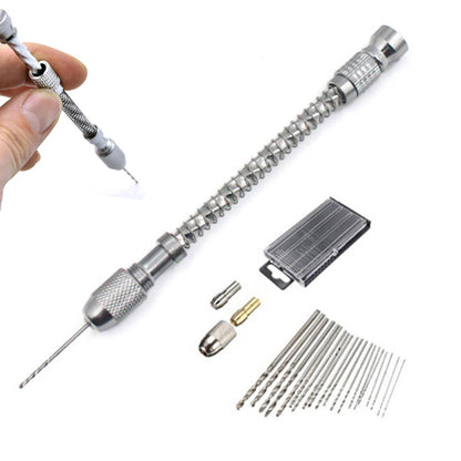 20 PCS Stainless Steel Hand Drill Set & Manual Pin Vise Set