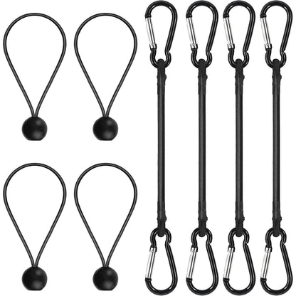 8 Pcs Bungee Cords with Carabiner