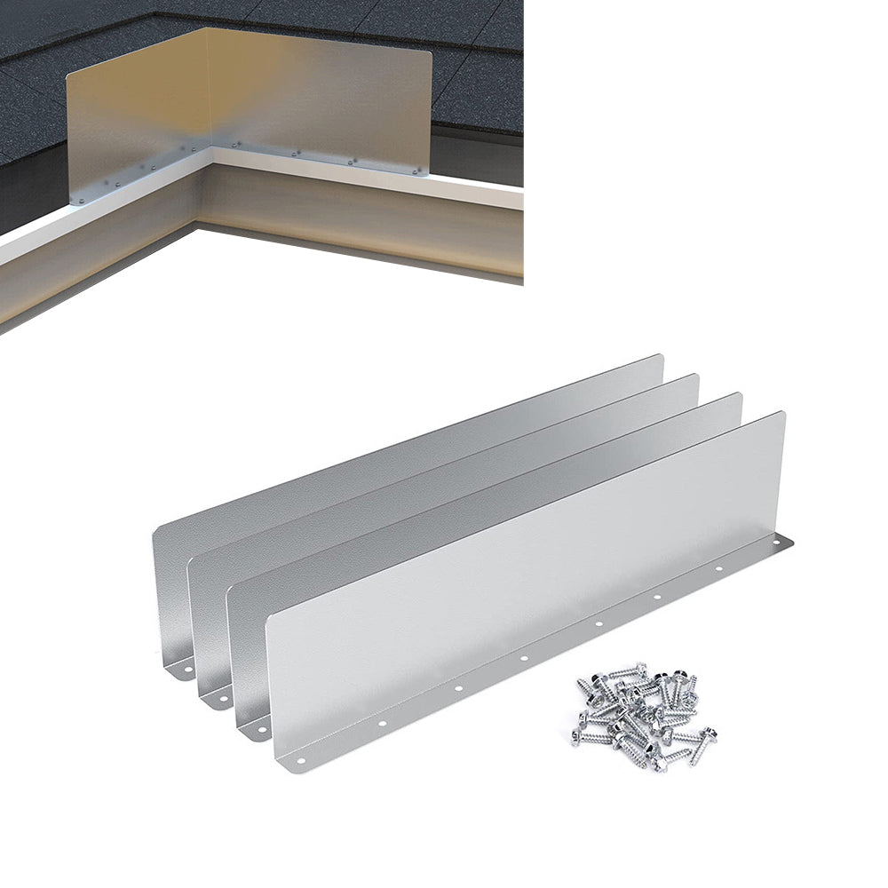 Set of 4Pcs Gutter Valley Splash Guards Rain Drip Gutter Guard for House Shingle Roofs Corner