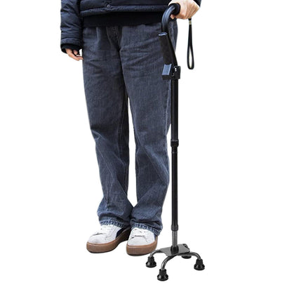 Adjustable Walking Cane with Foldable 4-Pronged Base for Seniors