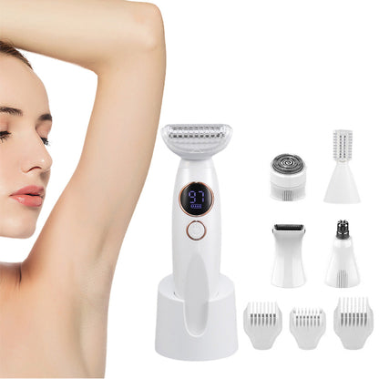 5-in-1 Painless Electric Razor for Women  Rechargeable Hair Shaver for Face Body Legs Armpit Bikini Area