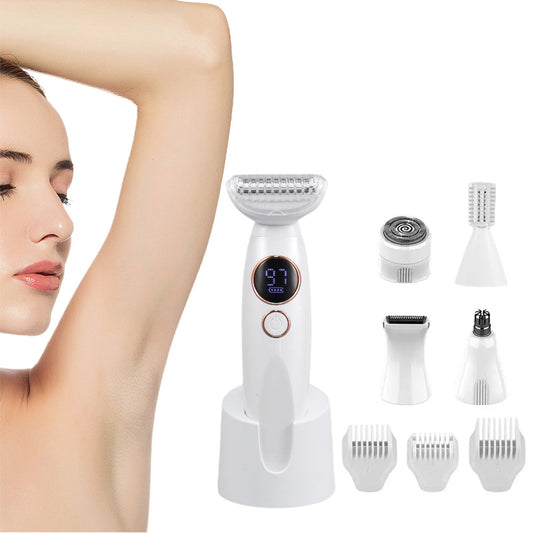 5-in-1 Painless Electric Razor for Women  Rechargeable Hair Shaver for Face Body Legs Armpit Bikini Area
