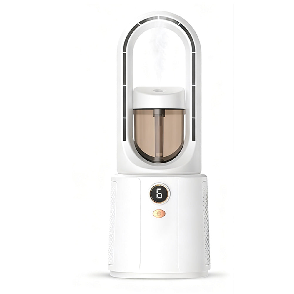 2-in-1 Leafless Desktop Humidifier Fan with Night Light for Office Bedroom