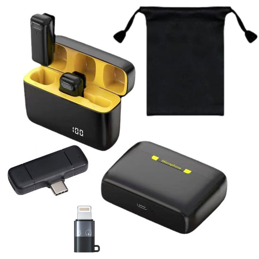 2-in-1 Wireless Lavalier Microphone with Charging Case for Video Recording Vlog Streaming