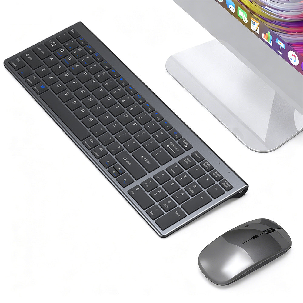 Rechargeable Bluetooth Wireless Keyboard and Mouse Set with Triple Modes for Multi-Device