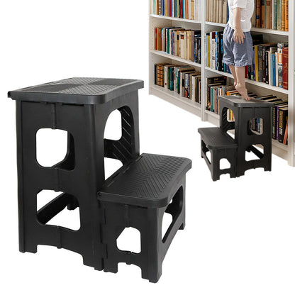 Folding 2-Step Stool Portable Footstool for Kitchen Home Toilet Bedroom Office Bathroom RV
