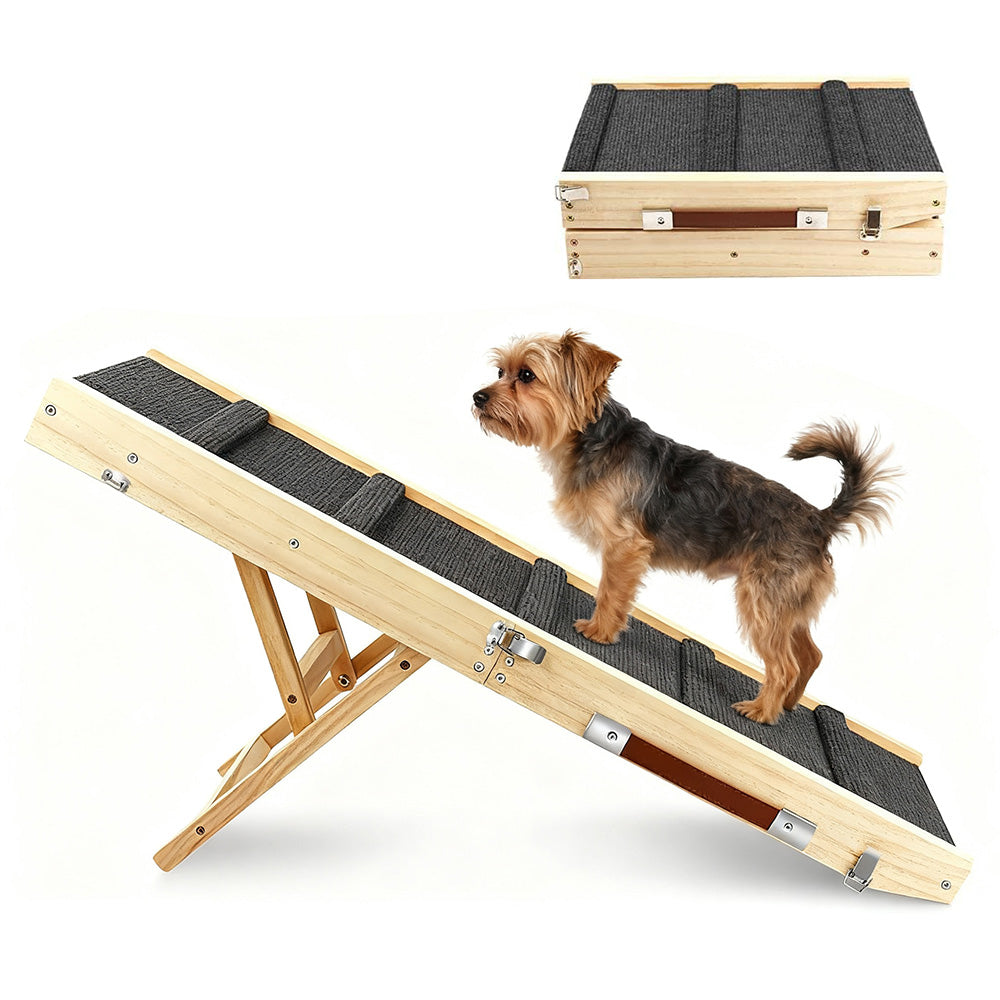 Foldable Adjustable Dog Ramp ¨C For Couch and Bed with Non-Slip Carpet Surface