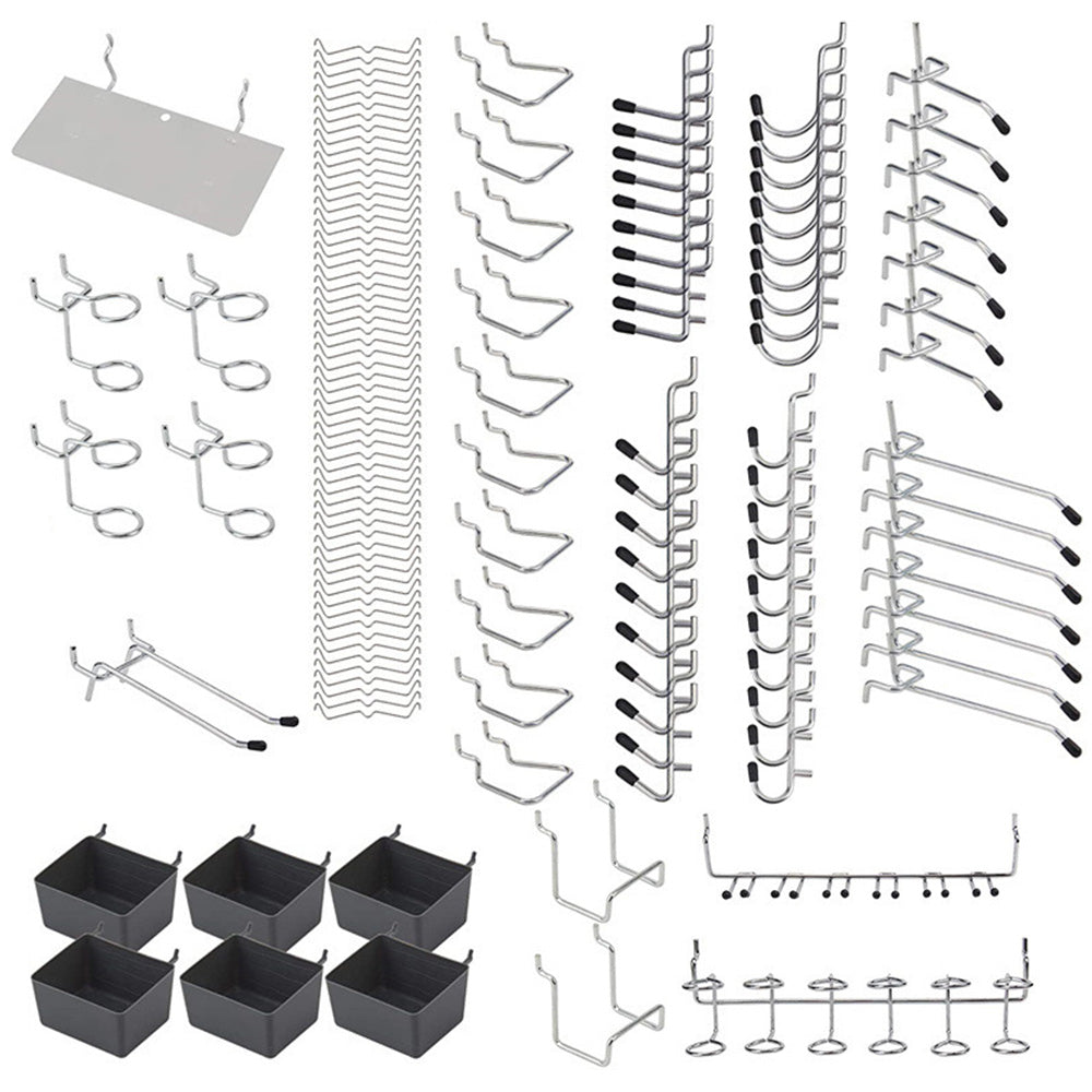 140Pcs Pegboard Hook Set with Brackets Bins Trays Wall Organizer for Garage Workshop