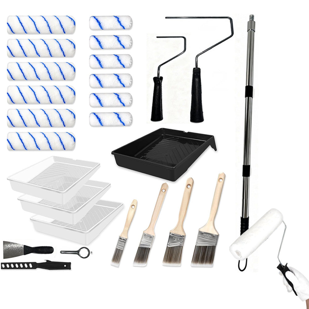 Paint Roller Kit with Adjustable Extension Pole for Home Wall & Furniture Painting