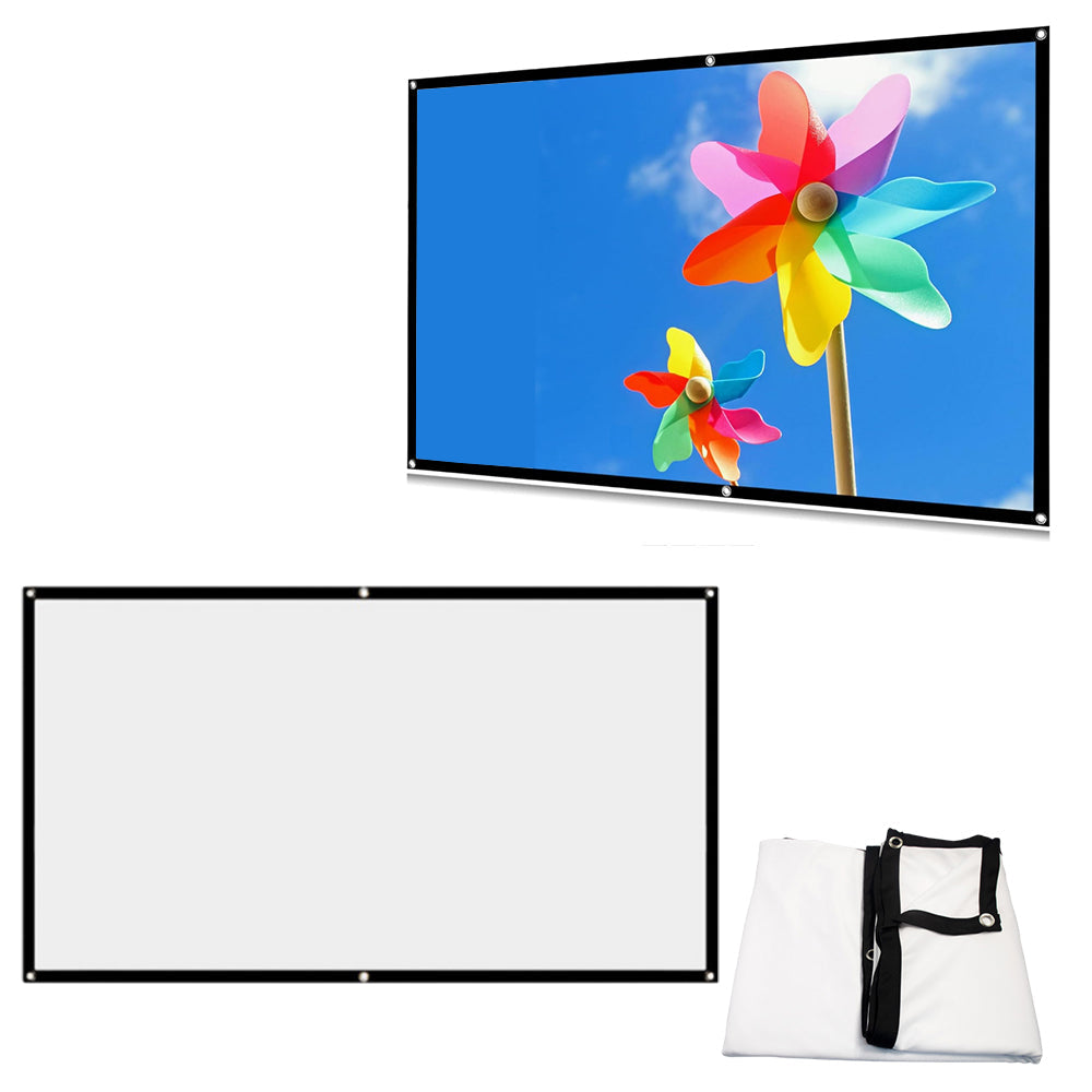 120 inch Projector Screen Cloth Foldable 16:9 HD Hanging Movie Screen for Home Outdoor