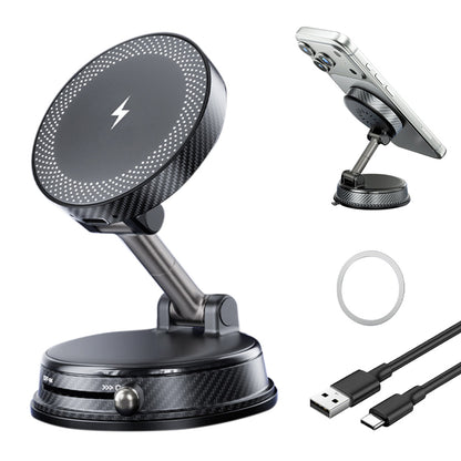 15W Magnetic Car Charger Vacuum Suction Foldable Phone Mount for Dashboard