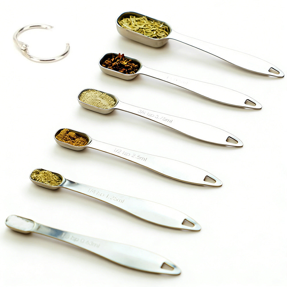 6Pcs Stainless Steel Measuring Cups & Spoons Set