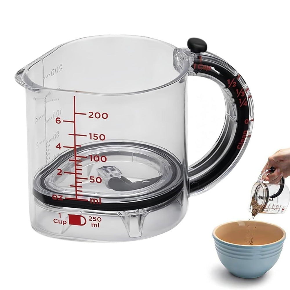 Adjustable 4-in-1 Measuring Cup with Scraper Base for Baking Cooking Use