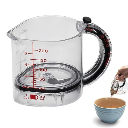 Adjustable 4-in-1 Measuring Cup with Scraper Base for Baking Cooking Use