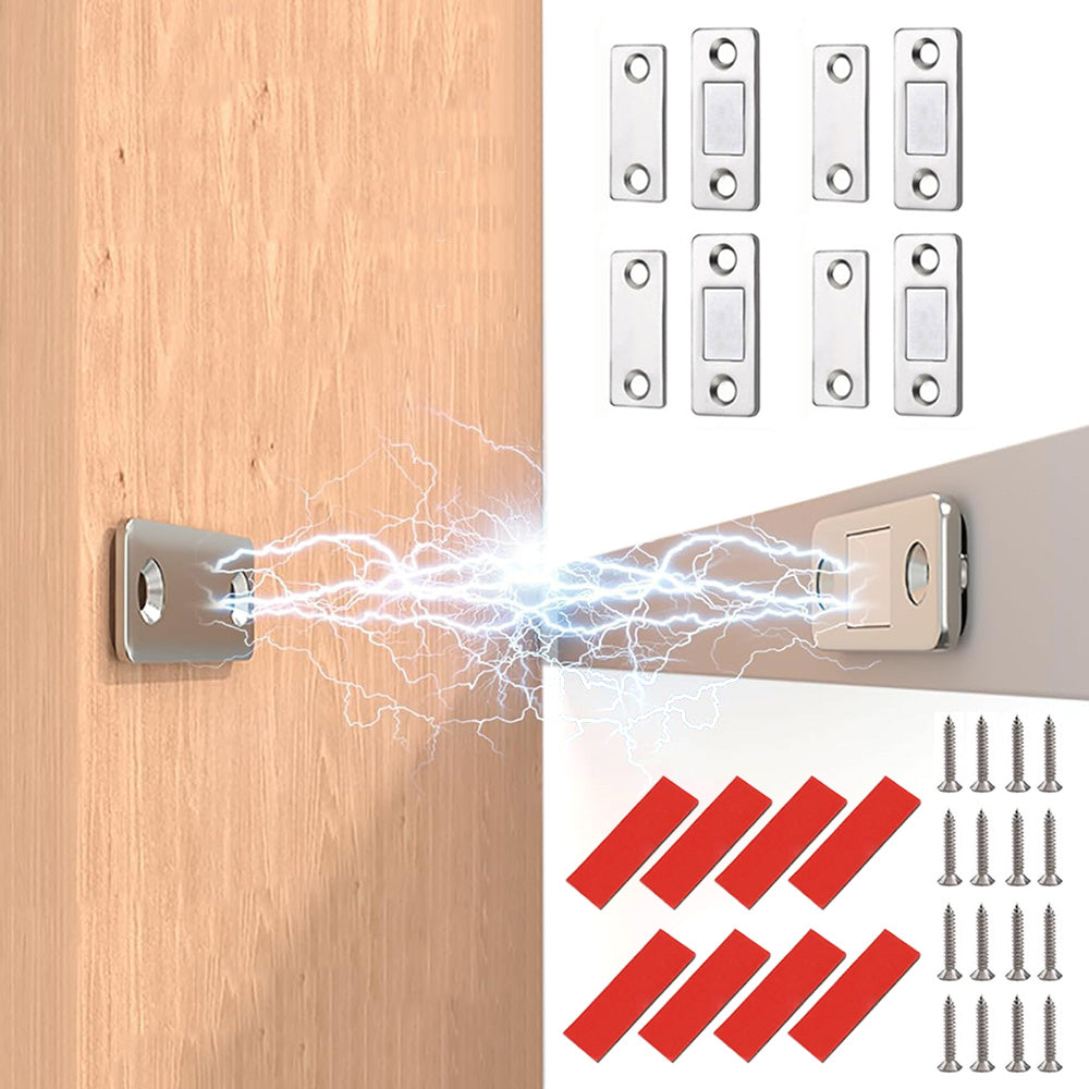 4 Pack Magnetized Cabinet Catch Thin Door Latch Hardware for Closet Kitchen