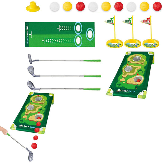 Kids Golf Toy Set Retractable Golf Clubs with Scorecard and Storage Bag Outdoor Yard Games
