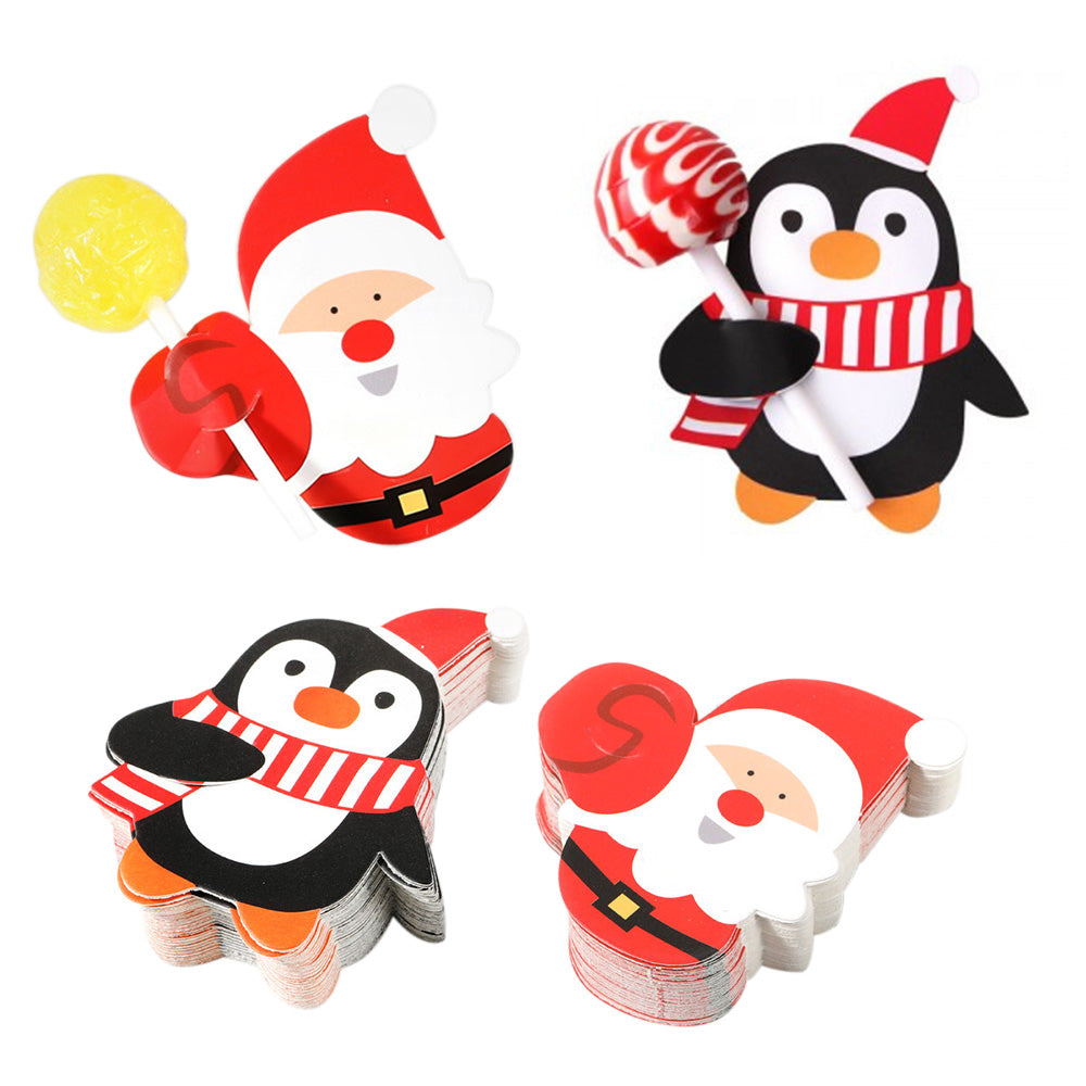 100PCS Christmas Party Lollipop Holders ¨C Santa Claus Candy Paper Card Decorations
