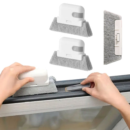 2-in-1 Window Rail Cleaning Tool Track Cleaning Brush Gap Groove Sliding Cleaner with Scraper