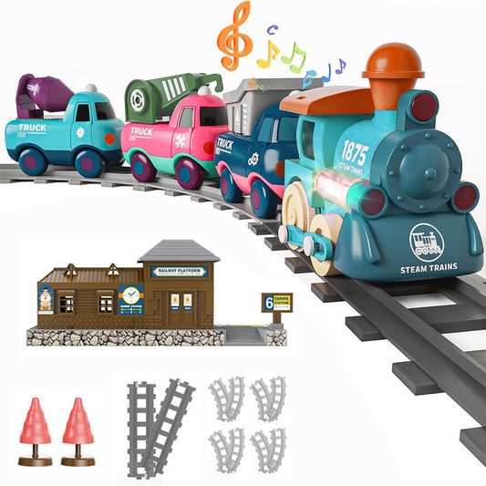 Toddler Electric Train Set ¨C Magnetized Train Toy with Music Lights and Tracks