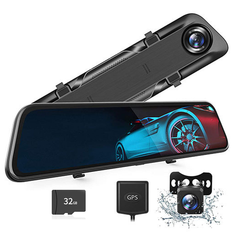 12 inch 4K Streaming Rearview Mirror Dash Cam with Dual Lens & Night Vision