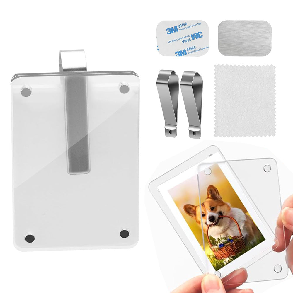 2PCS Clear Car Sun Visor Photo Holders with Magnetic Clips for Pictures