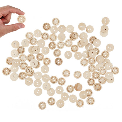 100 PCS Cute Engineered Wooden Buttons Round Shape Buttons for Sewing DIY