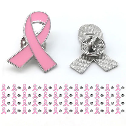 50Pcs Pink Ribbon Lapel Pins Enamel Awareness Badges for Charity Events