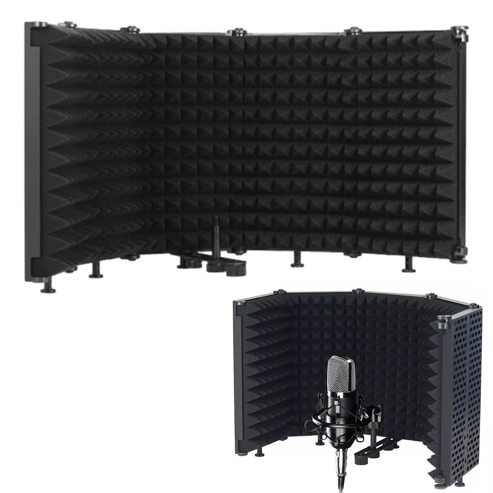 5-Panel Microphone Isolation Shield Studio Mic Sound Absorbing Foam
