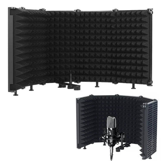 5-Panel Microphone Isolation Shield Studio Mic Sound Absorbing Foam