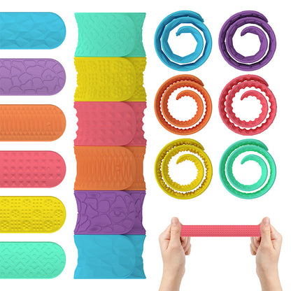6Pcs Sensory Silicone Snap Bracelets Textured Fidget Toys for Kids and Teens