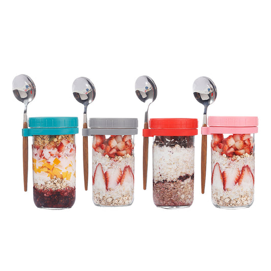 Set of 4 Piece 600ML Overnight Oats Containers