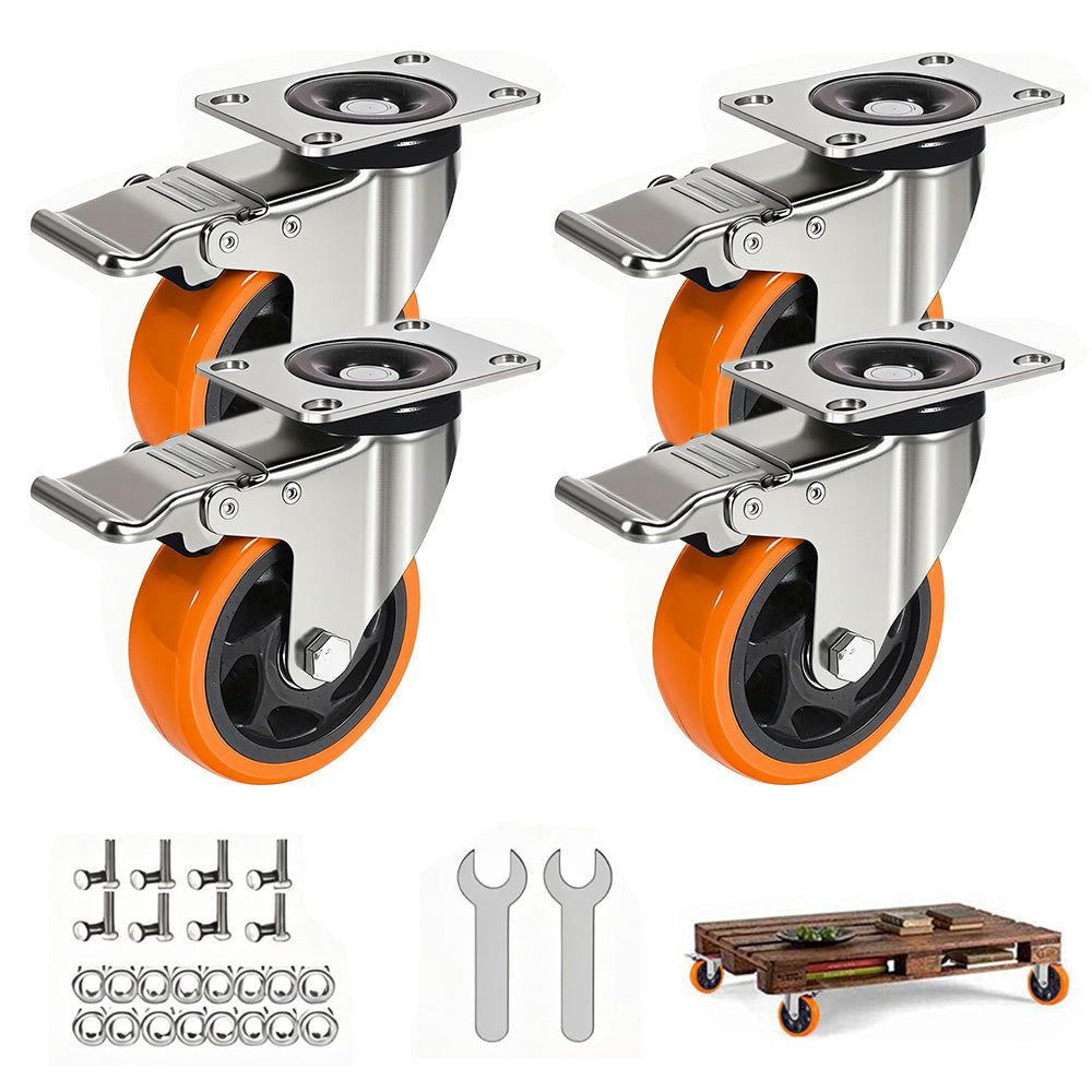 4 PCS Swivel Caster Wheels with Brake Castor Wheels