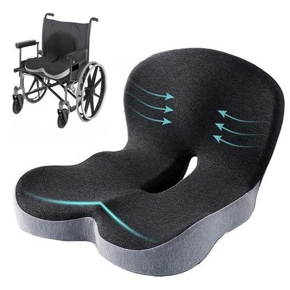 1PC Memory Foam Seat Cushion with Ergonomic Back Support for Office & Car Seats