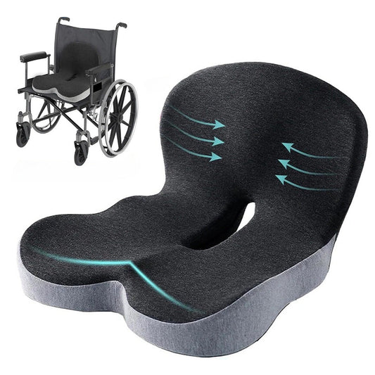 1PC Memory Foam Seat Cushion with Ergonomic Back Support for Office & Car Seats