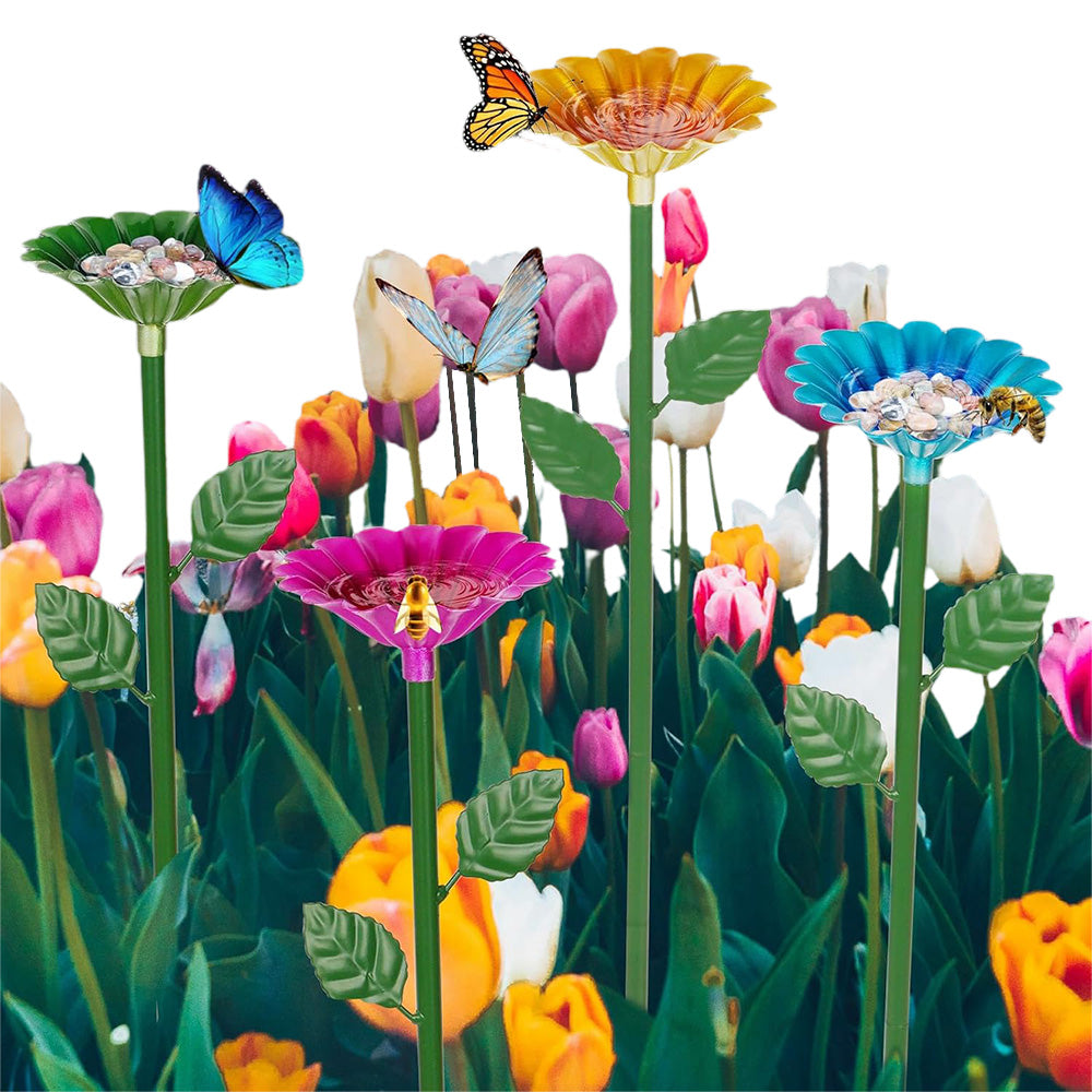 4PCS Bee Watering Station Metal Bee Water Feeder Colorful Bee Bath Bowl For Outdoor