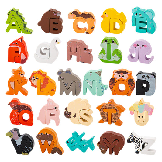 Wooden Alphabet Animal Puzzles ¨C Matching Game Educational Toys for Kids